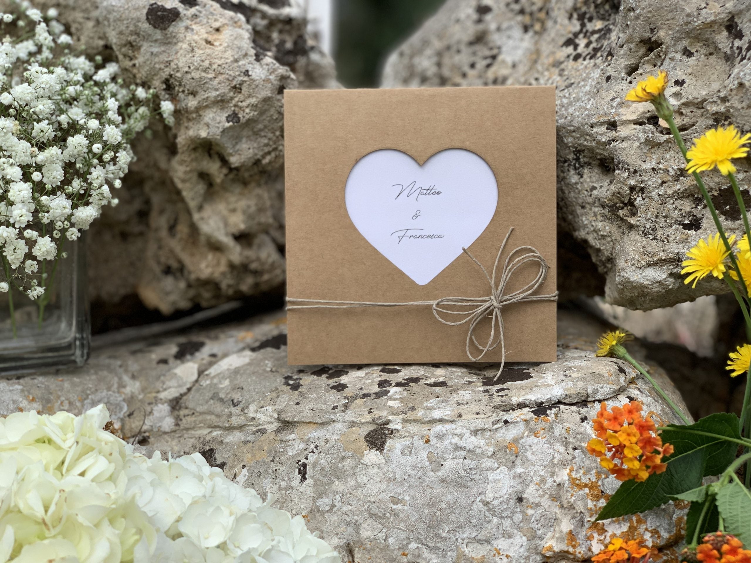 Partecipazione matrimonio cuore kraft – Idea's Cottage